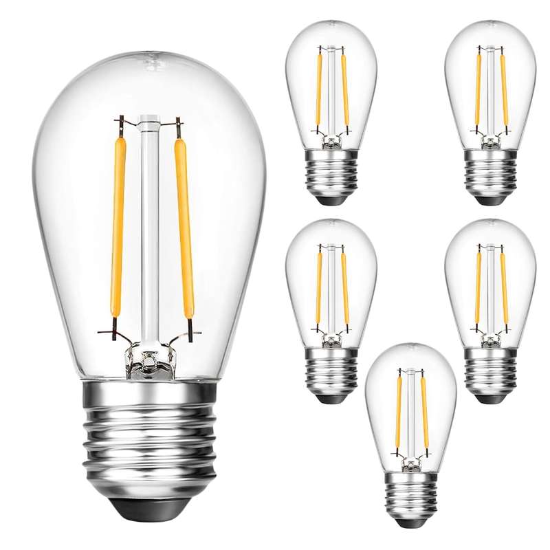 Vintage Edison Light Bulb S14 Warm White LED E27 2W 6 Pack