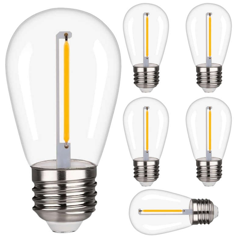 Vintage Edison Light Bulb S14 Solar LED E27 5V 6 Pack