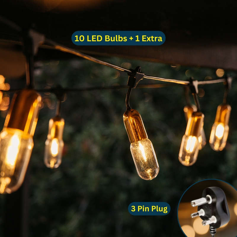 10m 10 LED Festoon Gold Vintage Drop String Lights