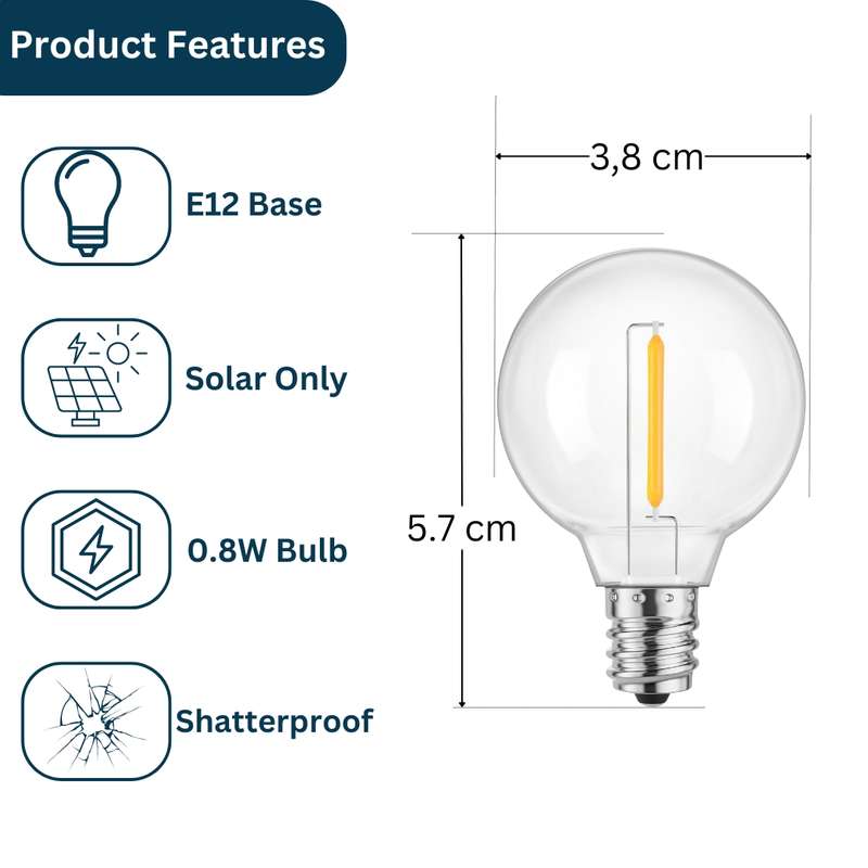 Classic Solar G40 LED E12 0.8W 6 Pack Replacement Bulb