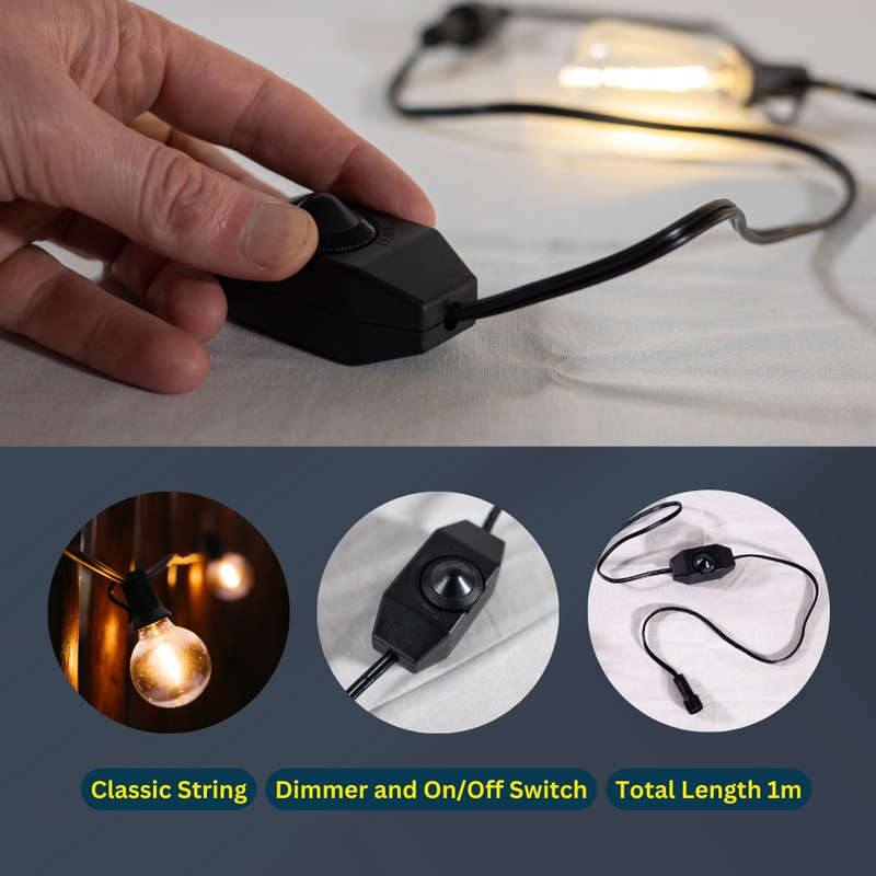 Classic Dimmer with Dial On/Off Switch for String Light