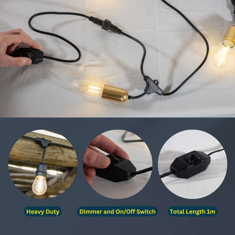 Festoon Dimmer with Dial On/Off Switch for String Light