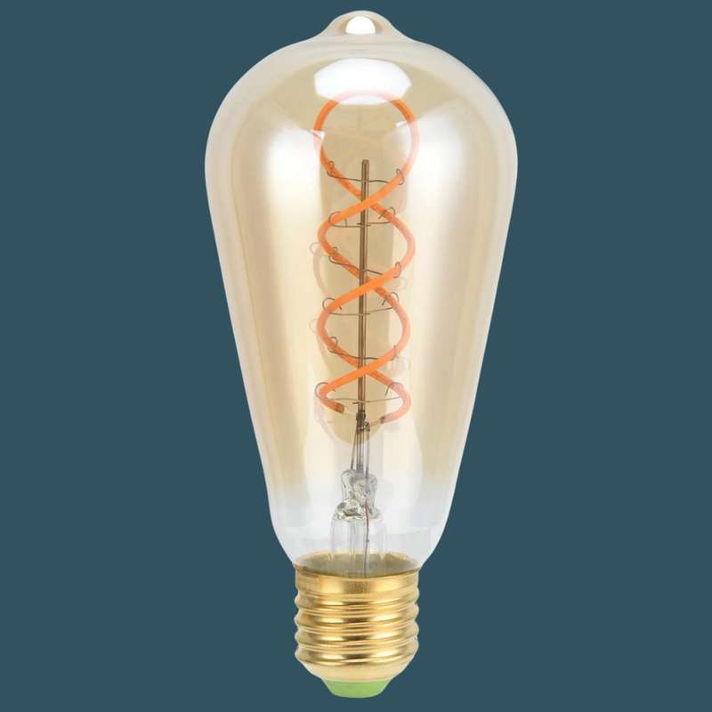 Vintage Edison Spiral Light Bulb ST64 Golden LED E27 3W