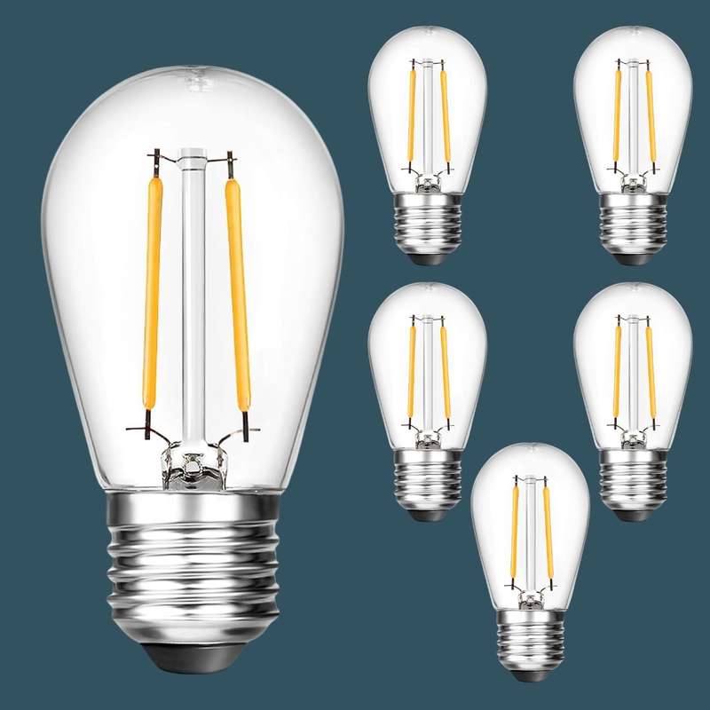 Vintage Edison Light Bulb S14 Warm White LED E27 2W 6 Pack