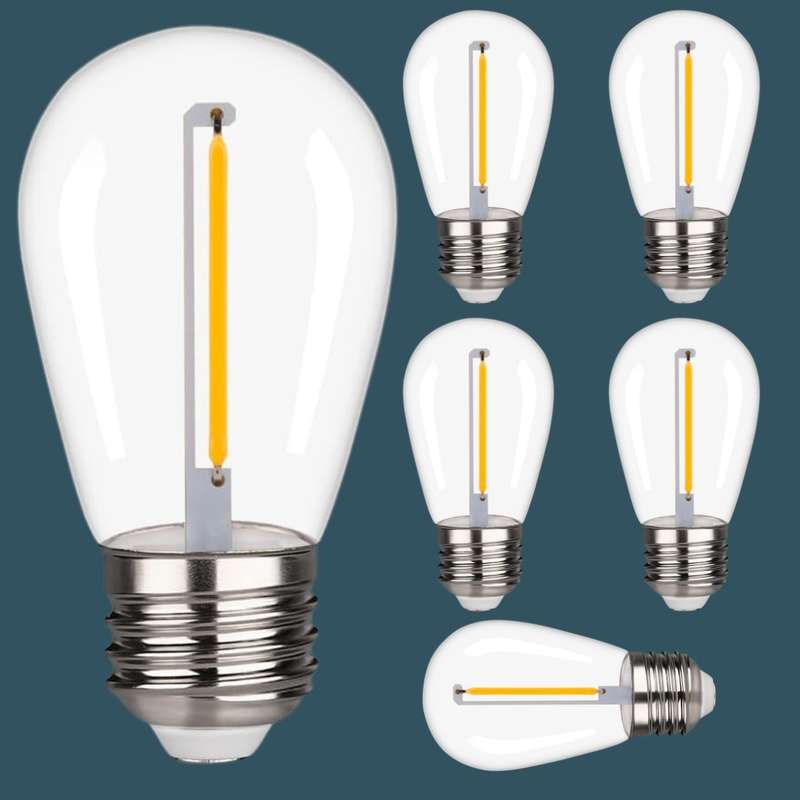 Vintage Edison Light Bulb S14 Solar LED E27 5V 6 Pack