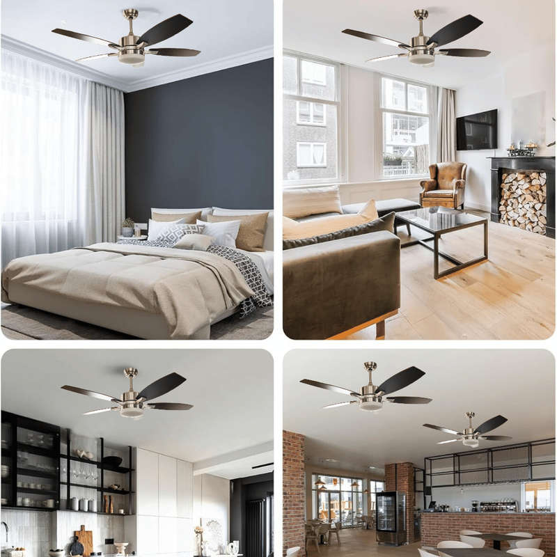 5 Brown Blades 52 Inch Ceiling Fan with Light and Remote
