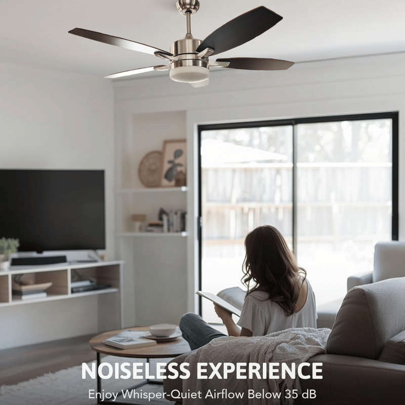 5 Brown Blades 52 Inch Ceiling Fan with Light and Remote