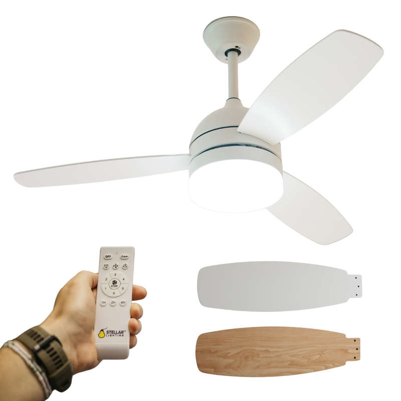 Ceiling Fan Light and Remote 3 Two-Sided Blades 42 Inch