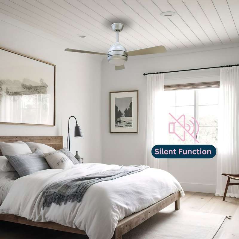 Ceiling Fan with Light and Remote 3 Silver Blades 42 Inch