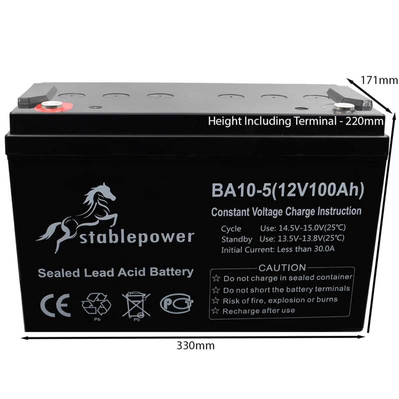 Stable Power 12V 100AH Deep Cycle SLA Battery