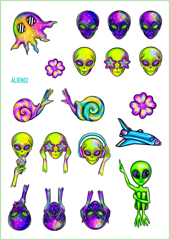 Strange Encounters II: Funky Retro Craft Stickers in Clear PET Material - Vibrant Sheets for Crea...