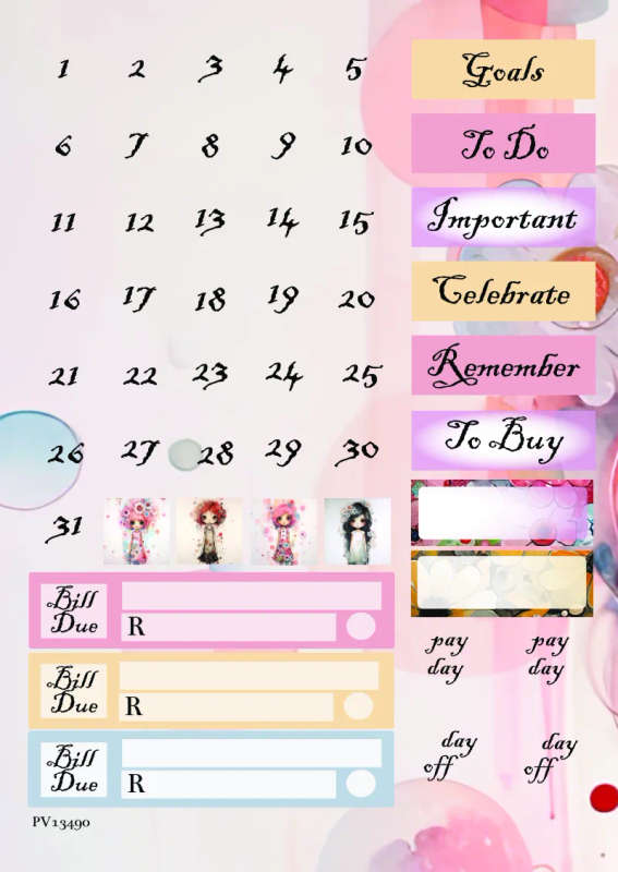 BigEyeBeauty 2: Sticker Sheet - Big Eyed Beauties, Cute, English, Pastels, Pink