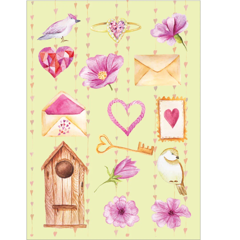Shabby Chic Bird Craft Stickers: Beautiful Journaling Sticker Sheet with Birds Theme for Crafts a...