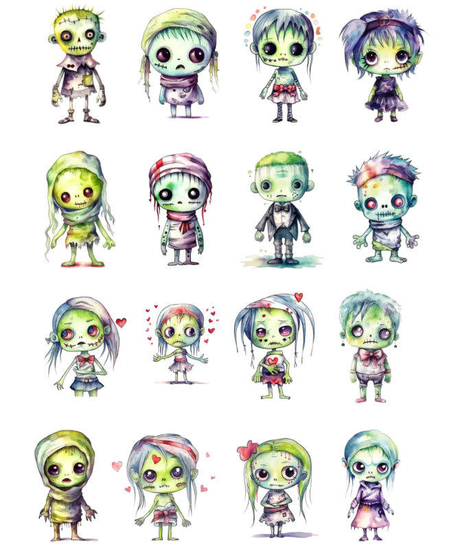 Li'l Franky's Cute Monster Sticker Sheet - Green Kids Craft Funky