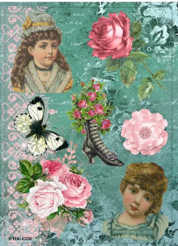 Shabby Chic Victorian Sticker Sheet with Pippies Poppies and Roses for Craft: Decorative Journali...