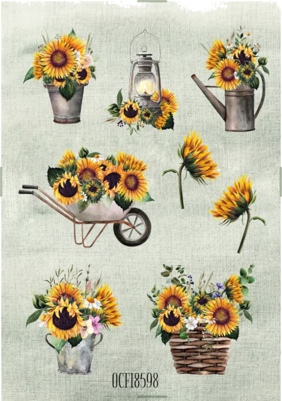 You Are My Sunshine! II - Floral Sunflower Craft Stickers for Journaling and Paper Crafts