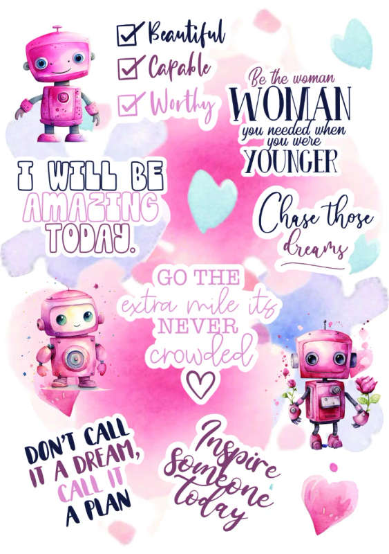 Mi Robot Love-rly Sayings Sticker Sheet