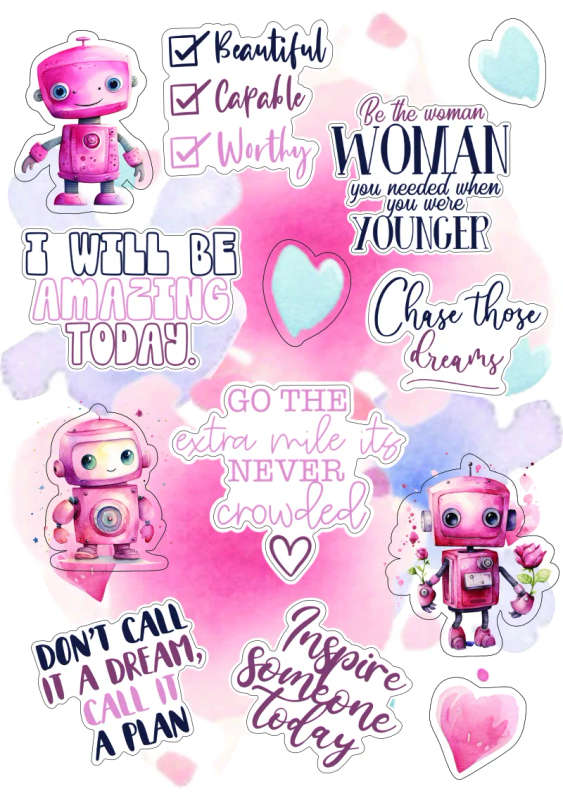 Mi Robot Love-rly Sayings Sticker Sheet