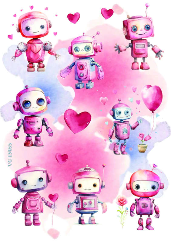Mi Robot Love-rly Craft Stickers: Cute, Pastel Sheets for Journaling