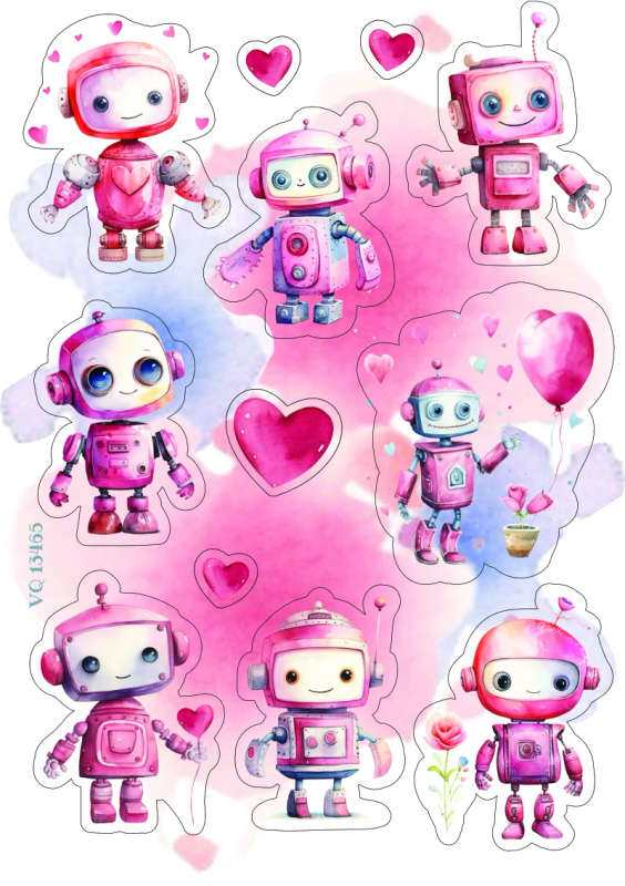 Mi Robot Love-rly Craft Stickers: Cute, Pastel Sheets for Journaling