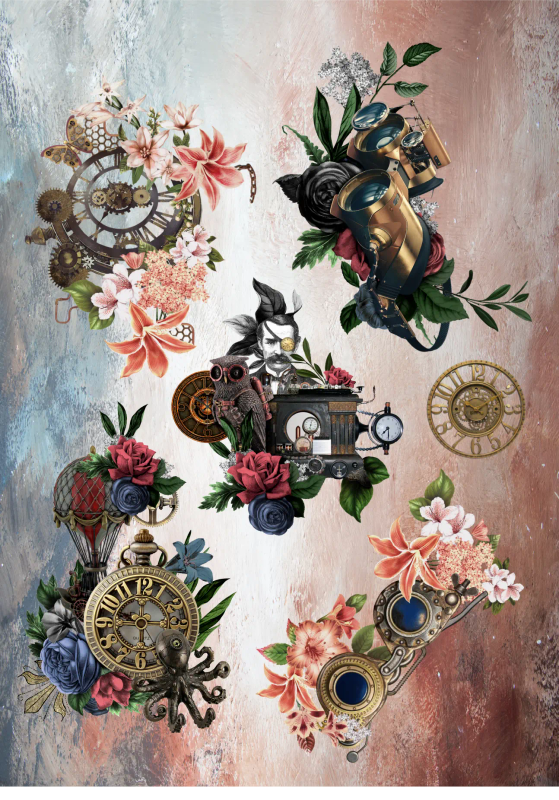Steampunk III Sticker Sheet - Edge of Yesteryear: Craft Stickers for Journaling, Florals, and Ste...