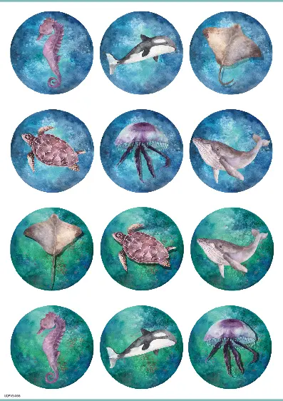 Under the Sea Sticker Sheet - Blue and Green Ocean Dots on Sheets