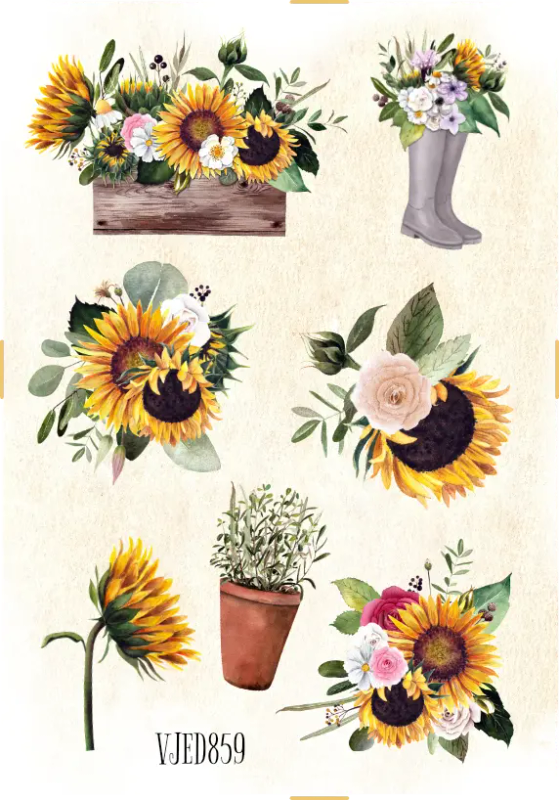 You Are My Sunshine! Floral Sunflower Sticker Sheet for Craft