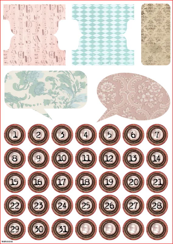 Shabby Chic Victorian Numbers and Speech Bubbles Sticker Sheet for Crafts and Journaling - Pippie...