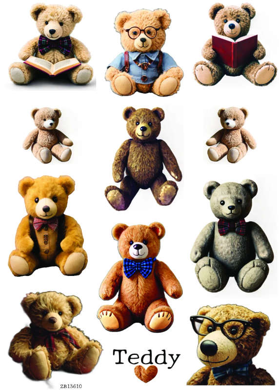Teddy Bear Love Craft Stickers Sheets - Brown Kids Teddy Bears