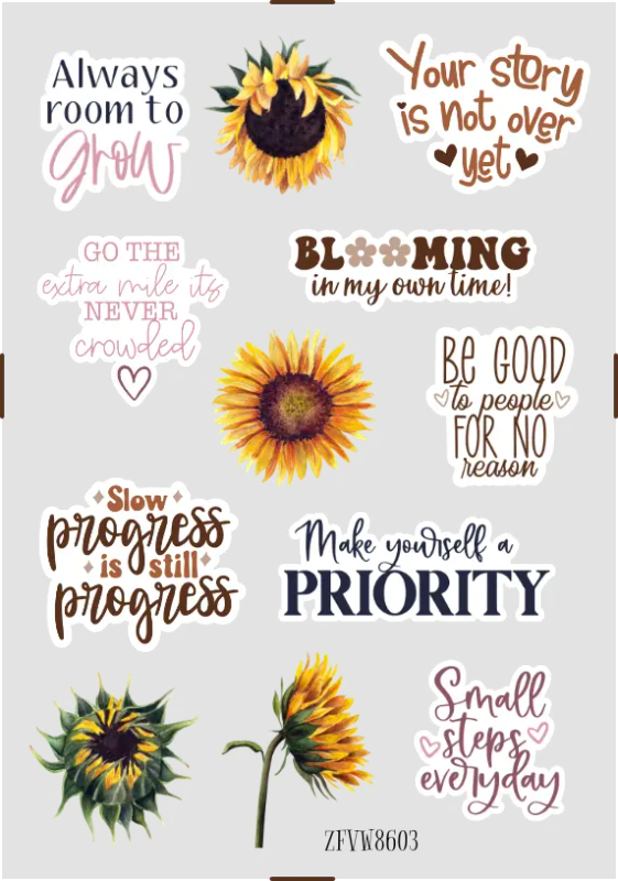You Are My Sunshine! Autumn Craft Stickers - Sunflowers Yellow Sticker Sheet
