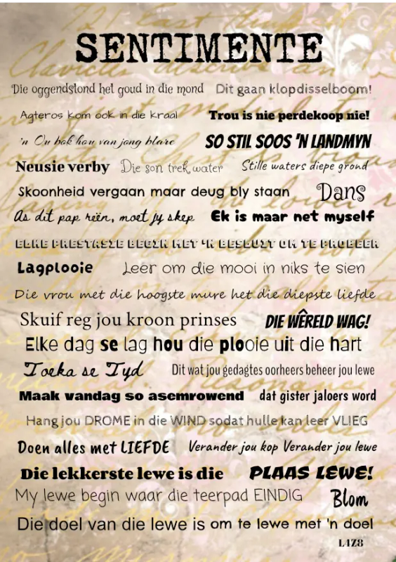 Shabby Chic Rose Afrikaans Craft Stickers for Journaling