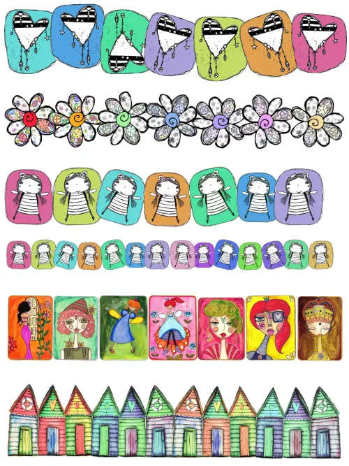 Pippie Poppies Ribbon Borders Sticker Sheet for Craft Stickers | Journaling Stickers | Pippies Po...