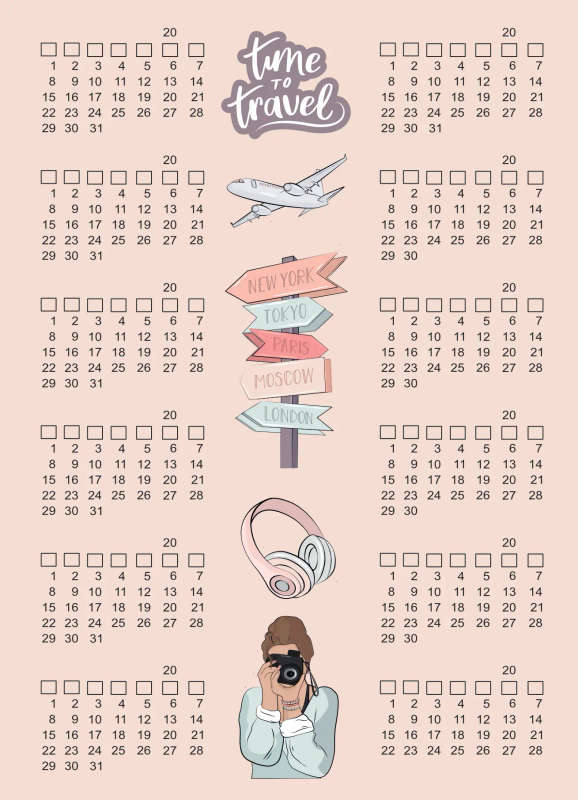 Travel Time  Mini Months: Pink Journaling Stickers for Craft | Functional Stickers for Time 2 ...