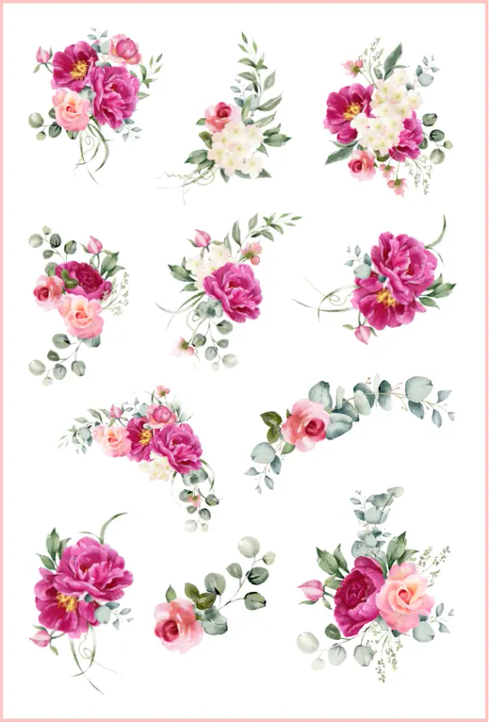 Fantastic Florals Peonies Sticker Sheet - Craft Stickers for Journaling