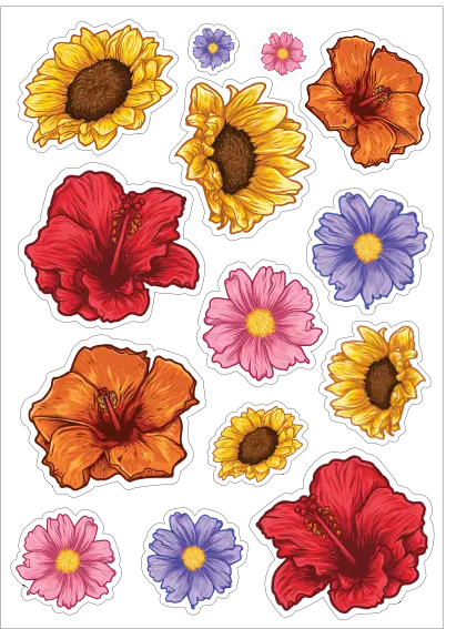 Floral Retro Craft Sticker Sheet: Clear PET, Florals, Retro, Craft Stickers