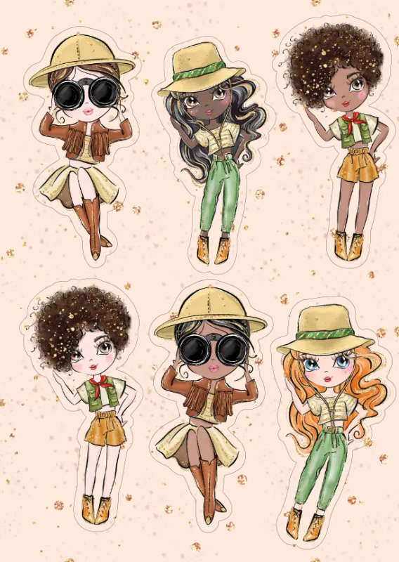 Adventure Girls Sticker Sheet: Fun Craft Stickers for Kids - Pop and Paper Sheets