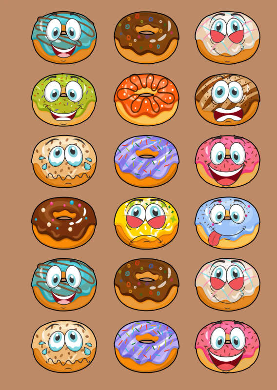 Delightfully Doughnuts - Happy Chappie Sticker Sheet: Craft Stickers for Journaling, Kids, and Wa...