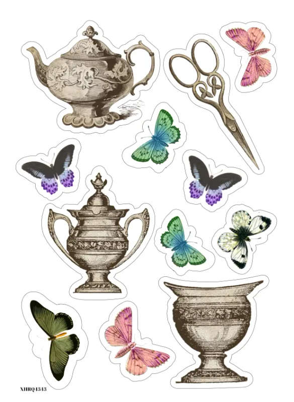 Shabby Chic Vintage Butterfly Craft Stickers - Shabby Victorian IV Sticker Sheet | Stickers, Butt...