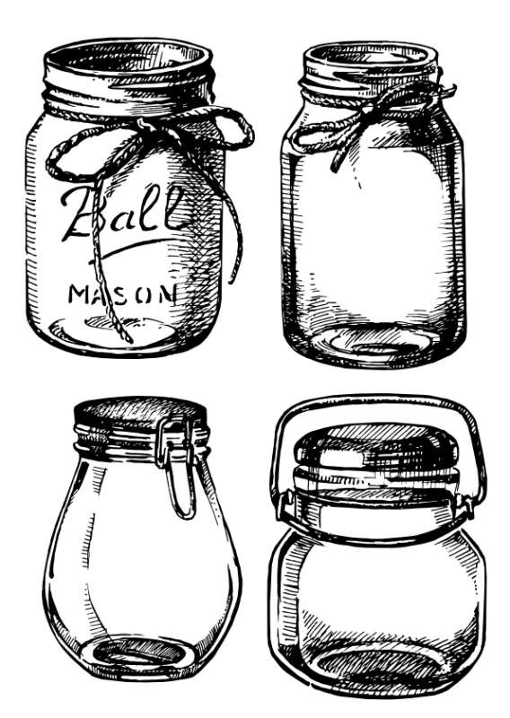 A-Mason Jars II - Clear PET Craft Sticker Sheet for Black and White Craft Stickers