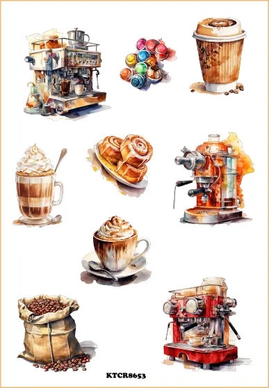 Coffee Delights II Sticker Sheet - Vintage Craft Stickers for Shabby Chic Coffee Lovers