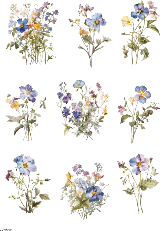 Wildflower Meadow Sticker Sheet | Craft Stickers, Florals, Journaling | Spring &amp; Summer