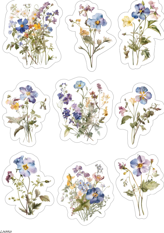 Wildflower Meadow Sticker Sheet | Craft Stickers, Florals, Journaling | Spring &amp; Summer