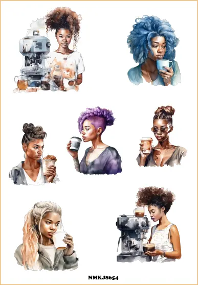 Caffeine Queens Vintage Coffee Sticker Sheet for Craft and Journaling - Retro