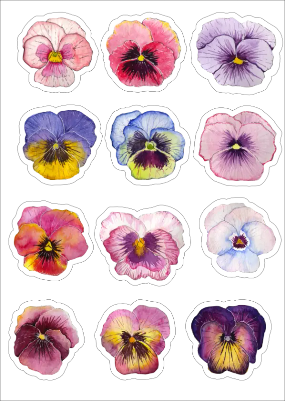 Floral Craft Stickers: Clear Vinyl Pansies for Journaling - Sticker Sheet for Craft Stickers, Flo...
