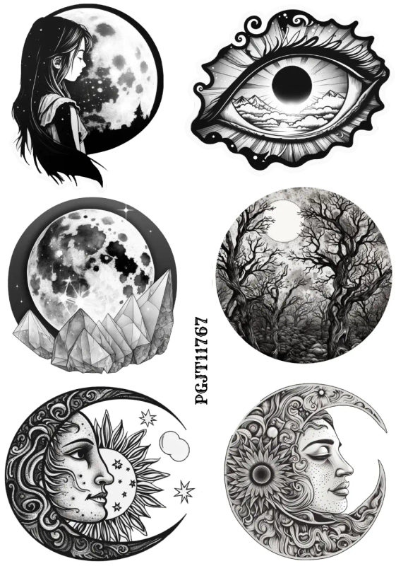 Celestial Oddities IIII Stickers: Black and White Steam Punk Vintage Wacky | White PET Sticker Sh...