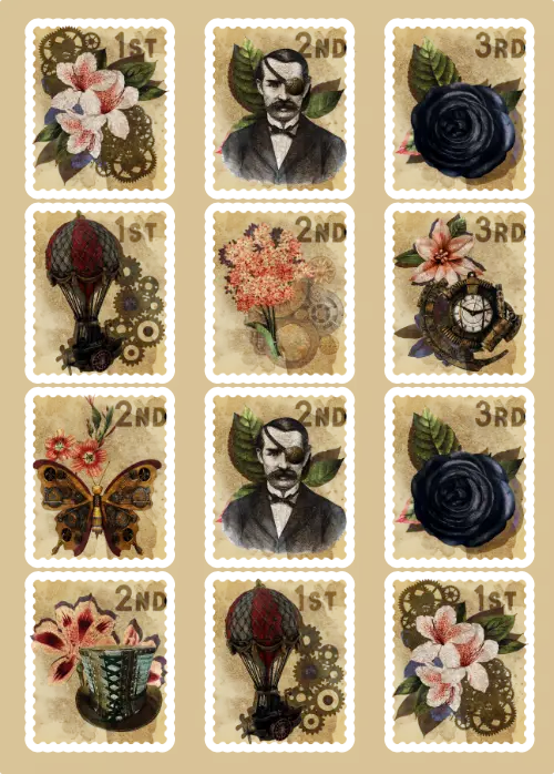 Steampunk Sticker Sheet: Craft Stickers for Journaling - Unique Steam Punk Designs on Sheets