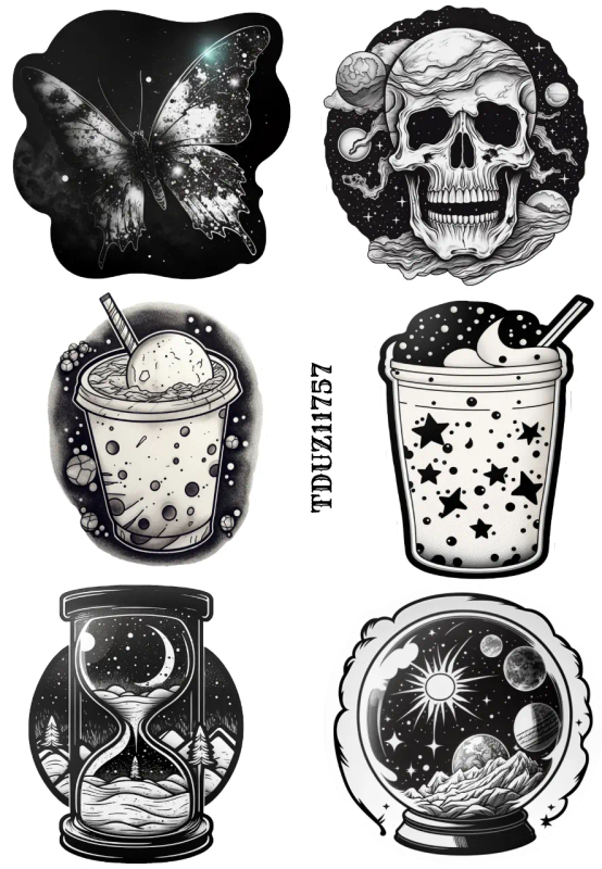 Celestial Oddities Stickers: Black and White Steam Punk