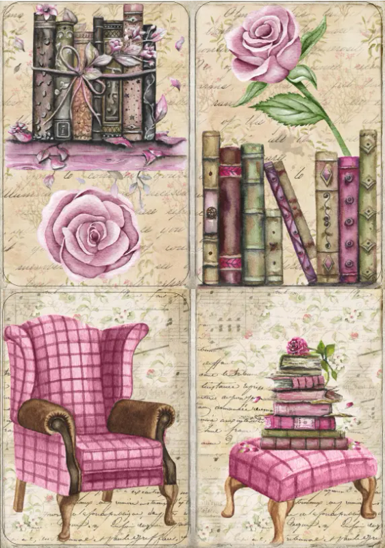 Vintage Floral Sticker Sheet for Crafters: Readers Delight III - Pink Roses | Shabby Chic Journal...
