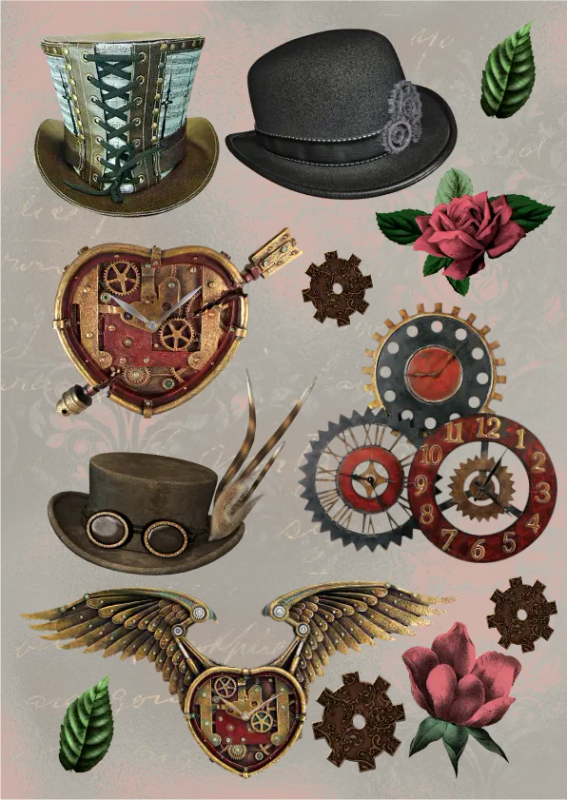 Steampunk Wonderland Sticker Sheet: Craft Stickers for Steam Punk Enthusiasts - Premium Quality, ...