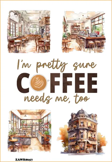 Café Chronicles: Retro Shabby Chic Coffee and Craft Sticker Sheet for Food and Drinks